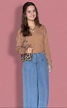 Load image into Gallery viewer, pleated wide leg denim pants
