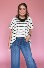 Load image into Gallery viewer, zenana striped oversized sweater, black
