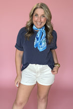 Load image into Gallery viewer, ribbed cuff sleeve top, navy
