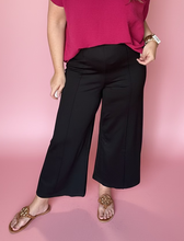 Load image into Gallery viewer, pintuck ponte wide leg pants, black | reg + plus
