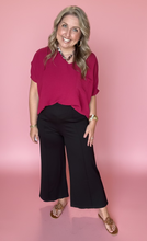 Load image into Gallery viewer, pintuck ponte wide leg pants, black | reg + plus
