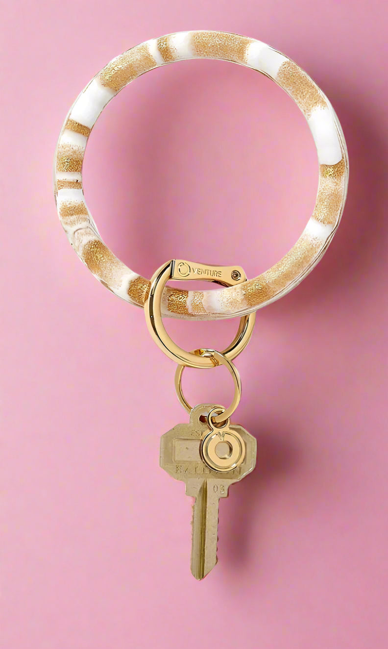 silicone big O keyring, gold rush marble - Main Image