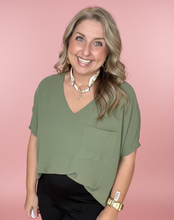 Load image into Gallery viewer, airflow v-neck dolman top, light olive
