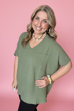 Load image into Gallery viewer, airflow v-neck dolman top, light olive
