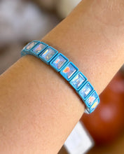 Load image into Gallery viewer, glam factor rectangular crystal stretch bracelet, icy blue
