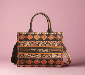 montana west boho print canvas tote / crossbody | leopard