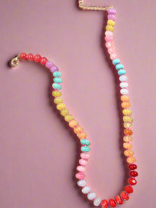 agate glass bead necklace, candy tones