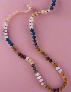 agate glass bead necklace, natural tones
