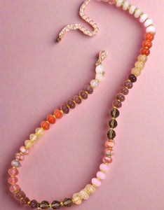 agate glass bead necklace, autumn tones
