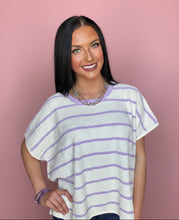 Load image into Gallery viewer, zenana striped oversized sweater, lavender
