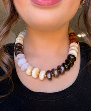 Load image into Gallery viewer, caramel latte beaded statement necklace
