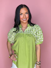 Load image into Gallery viewer, avocado bloom embroidered blouse
