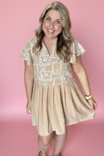 Load image into Gallery viewer, latte love embroidered dress
