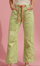 Load image into Gallery viewer, striped twill barrel pants, lime
