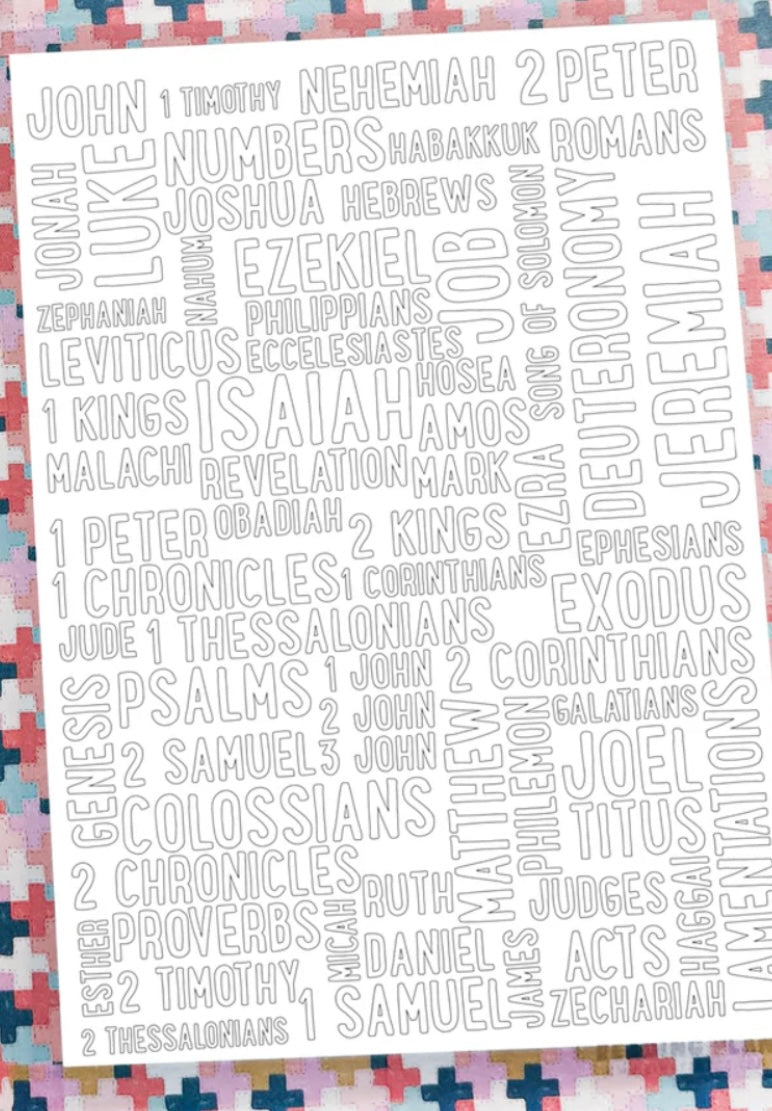 books of the Bible color in sheet | kingfolk