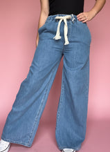 Load image into Gallery viewer, wide leg drawstring elastic waist denim pants | zenana
