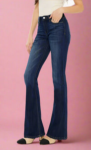 dark wash mid-rise flare | kancan