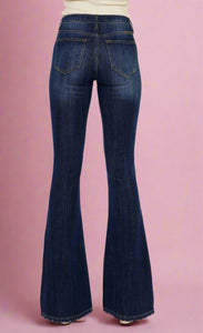 dark wash mid-rise flare | kancan