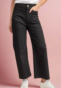 high-waisted cropped pants, black