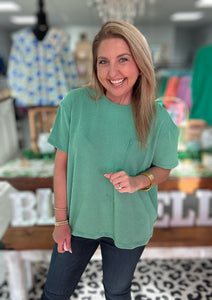 ribbed pocket top, kelly green