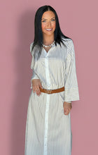 Load image into Gallery viewer, meadow stripe button-down maxi, taupe
