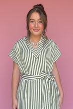 Load image into Gallery viewer, autumn olive stripe midi dress
