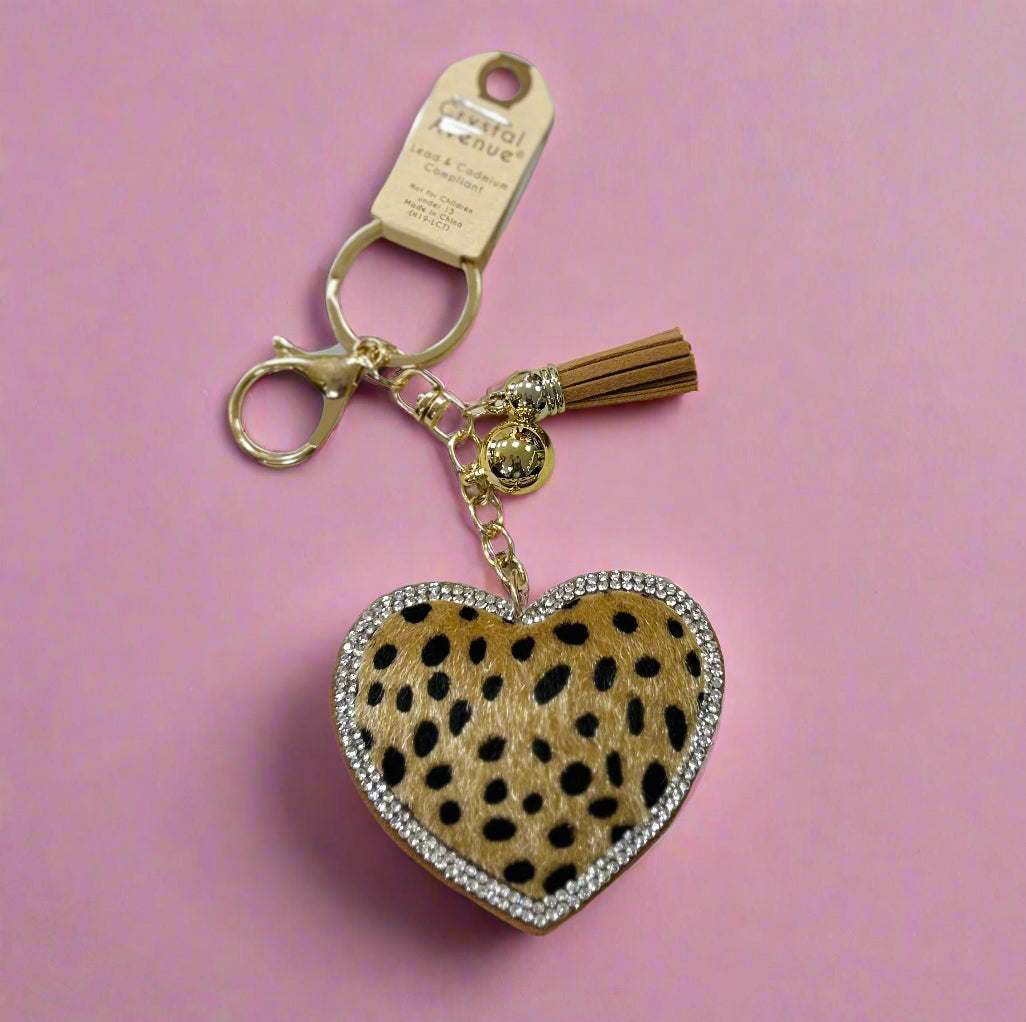 cheetah heart keychain