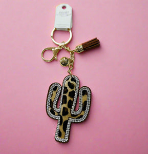 rhinestone cactus keychain