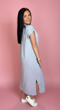 Load image into Gallery viewer, zenana round neck midi dress, heather grey
