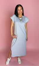 Load image into Gallery viewer, zenana round neck midi dress, heather grey
