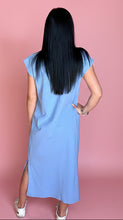 Load image into Gallery viewer, zenana round neck midi dress, cornflower blue
