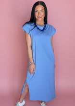 Load image into Gallery viewer, zenana round neck midi dress, cornflower blue
