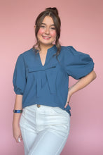 Load image into Gallery viewer, rich teal bow blouse
