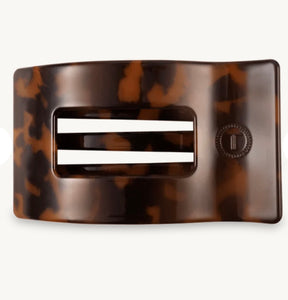 tortoise medium flat rectangle hair clip | teleties