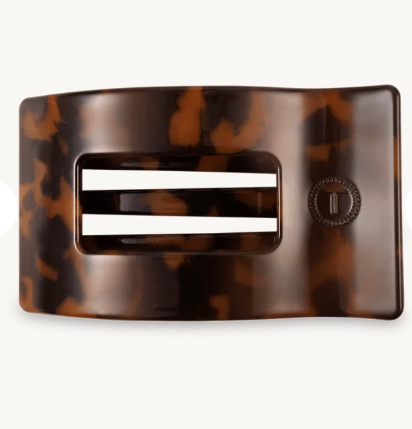 tortoise medium flat rectangle hair clip | teleties