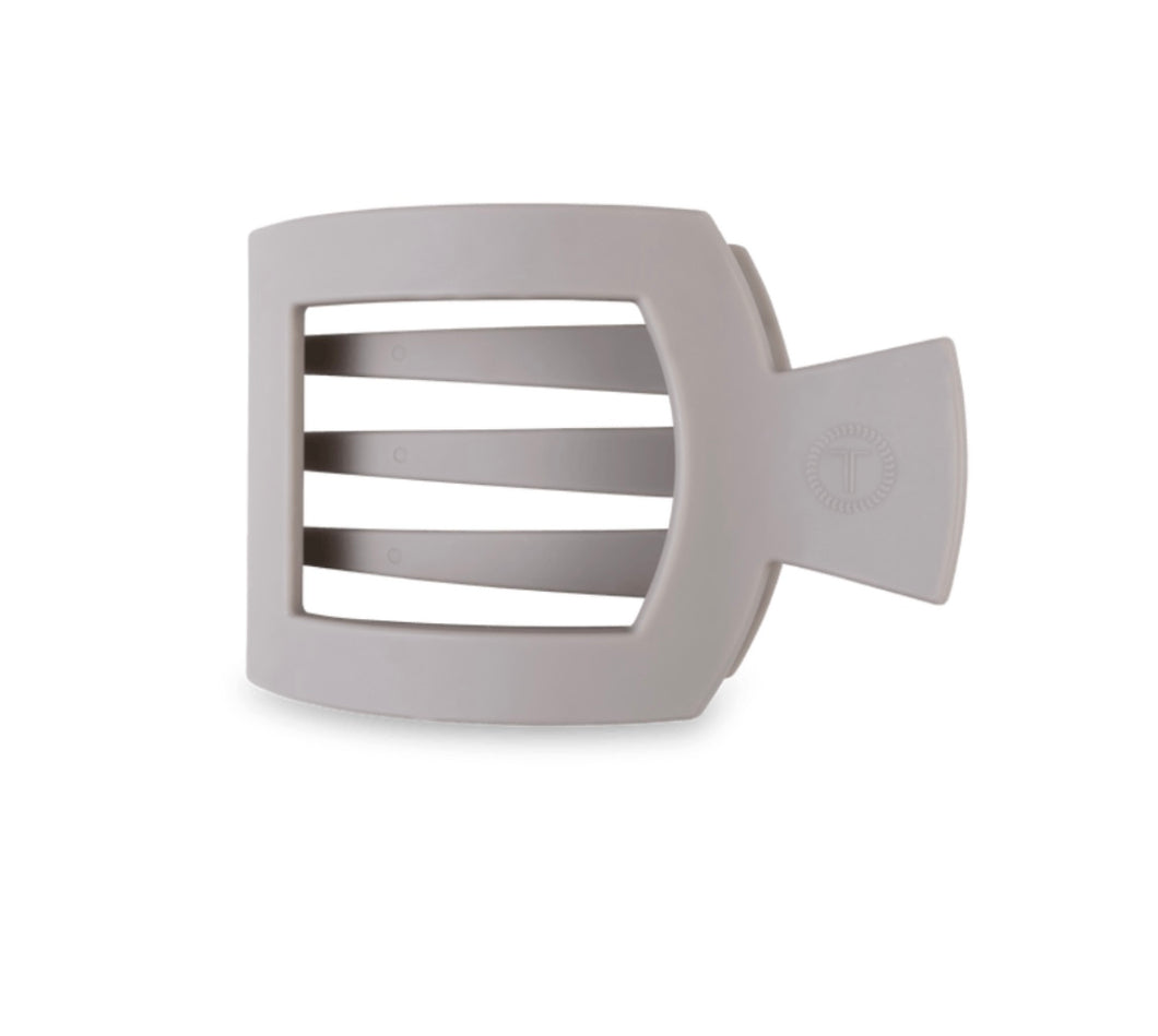 silver flames medium flat square hair clip