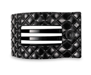 jet black quilted large flat rectangle hair clip | teleties