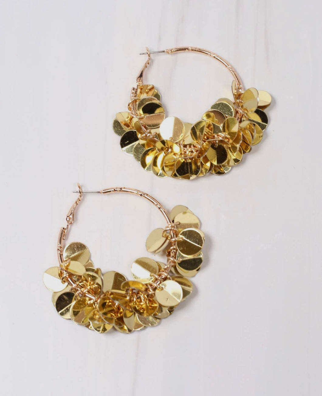 sequin hoop earring, gold
