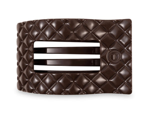 jet black quilted large flat rectangle hair clip | teleties