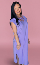 Load image into Gallery viewer, zenana round neck midi dress, lavender
