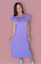 Load image into Gallery viewer, zenana round neck midi dress, lavender
