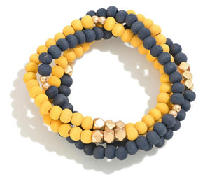gameday stretch bracelets, navy + yellow