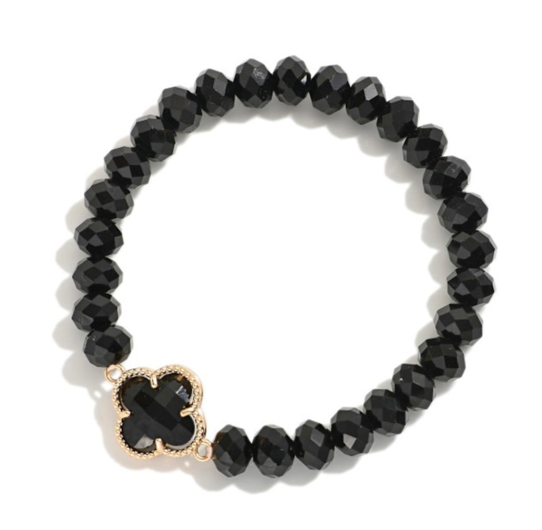 clover beaded bracelet, black