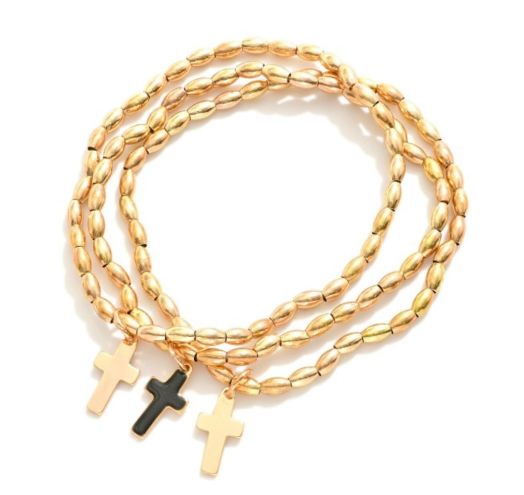 cross bracelet set, black