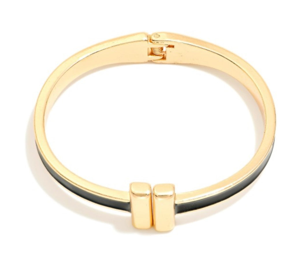 gold hinge bracelet, black