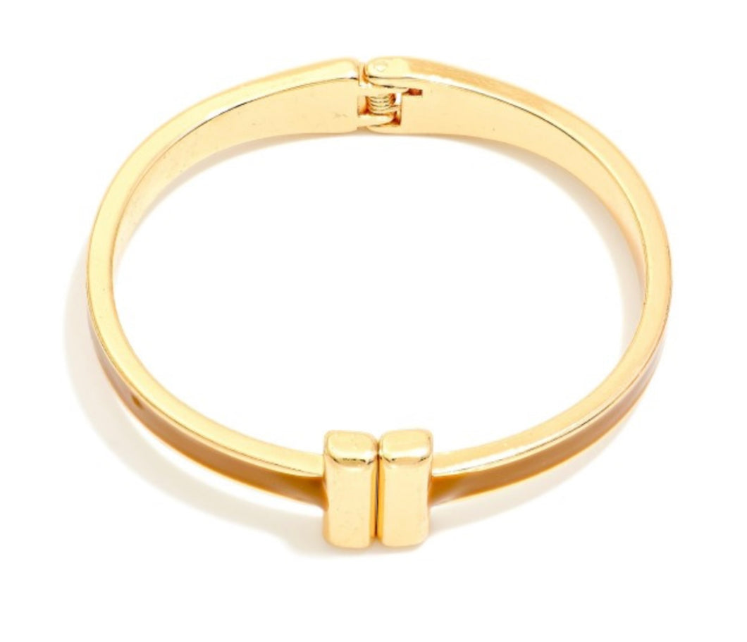 gold hinge bracelet, brown