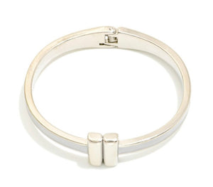 silver hinge bracelet, grey