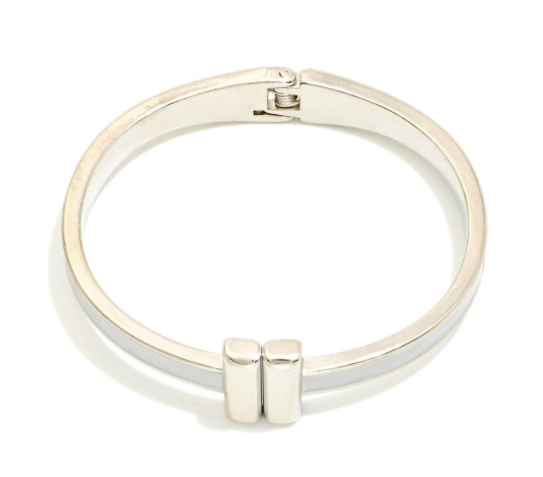 silver hinge bracelet, grey