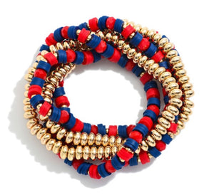 red + blue bracelet set