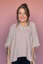Load image into Gallery viewer, rust stripe oversized blouse
